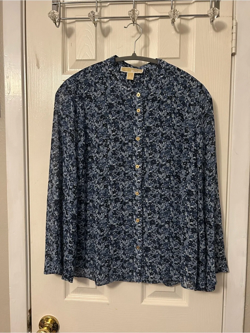 Michael Kors Women’s Navy Blue Floral Button-Up Shirt